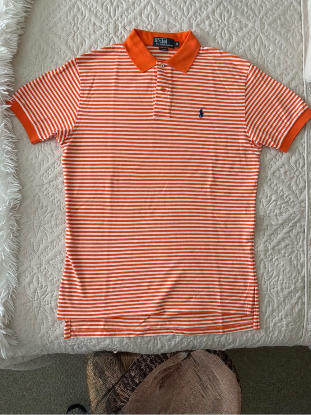 Polo Ralph Lauren Orange & White Striped Polo